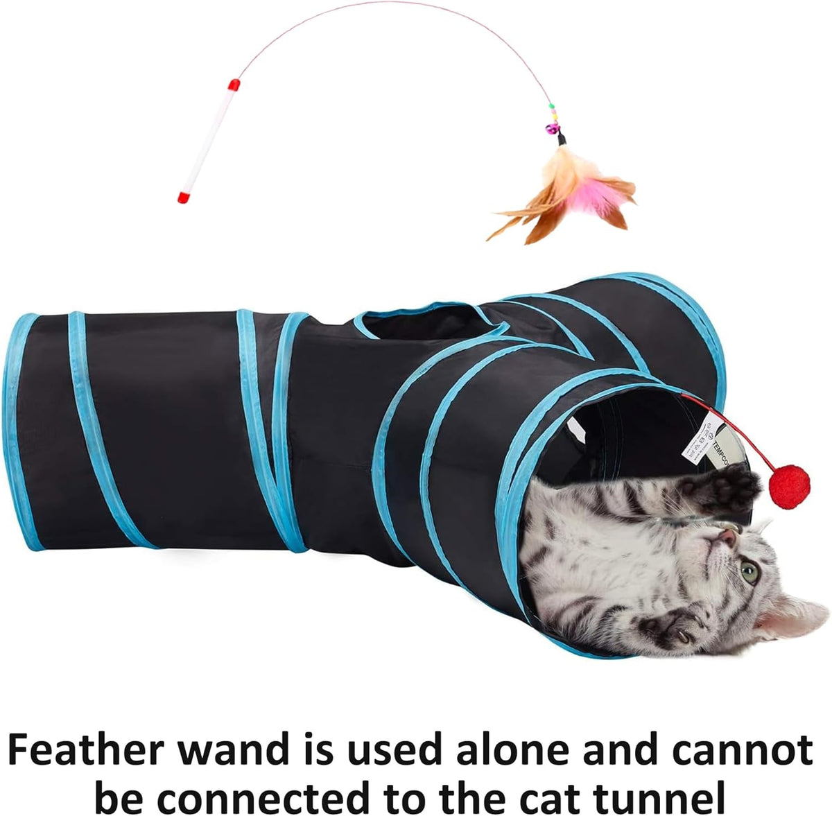 Cat Tunnel Tube Toys 3 Way Collapsible, Tunnels for Indoor Cats,Kitty Bored Peek Hole Toy Ball Cat, Puppy, Kitty, Kitten, Rabbit