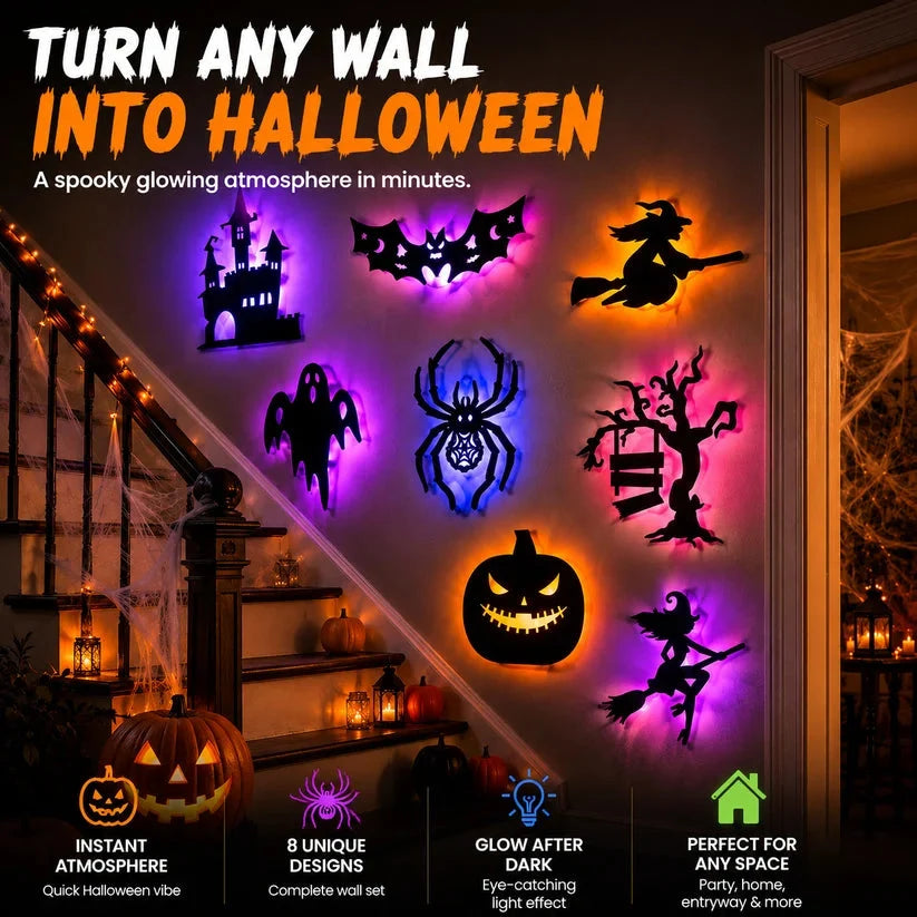 π₯ HALLOWEEN SPECIAL π 30-Piece Glowing Wall DΓ©cor Set β Turn Any Wall Into a Spooky Night Scene π»