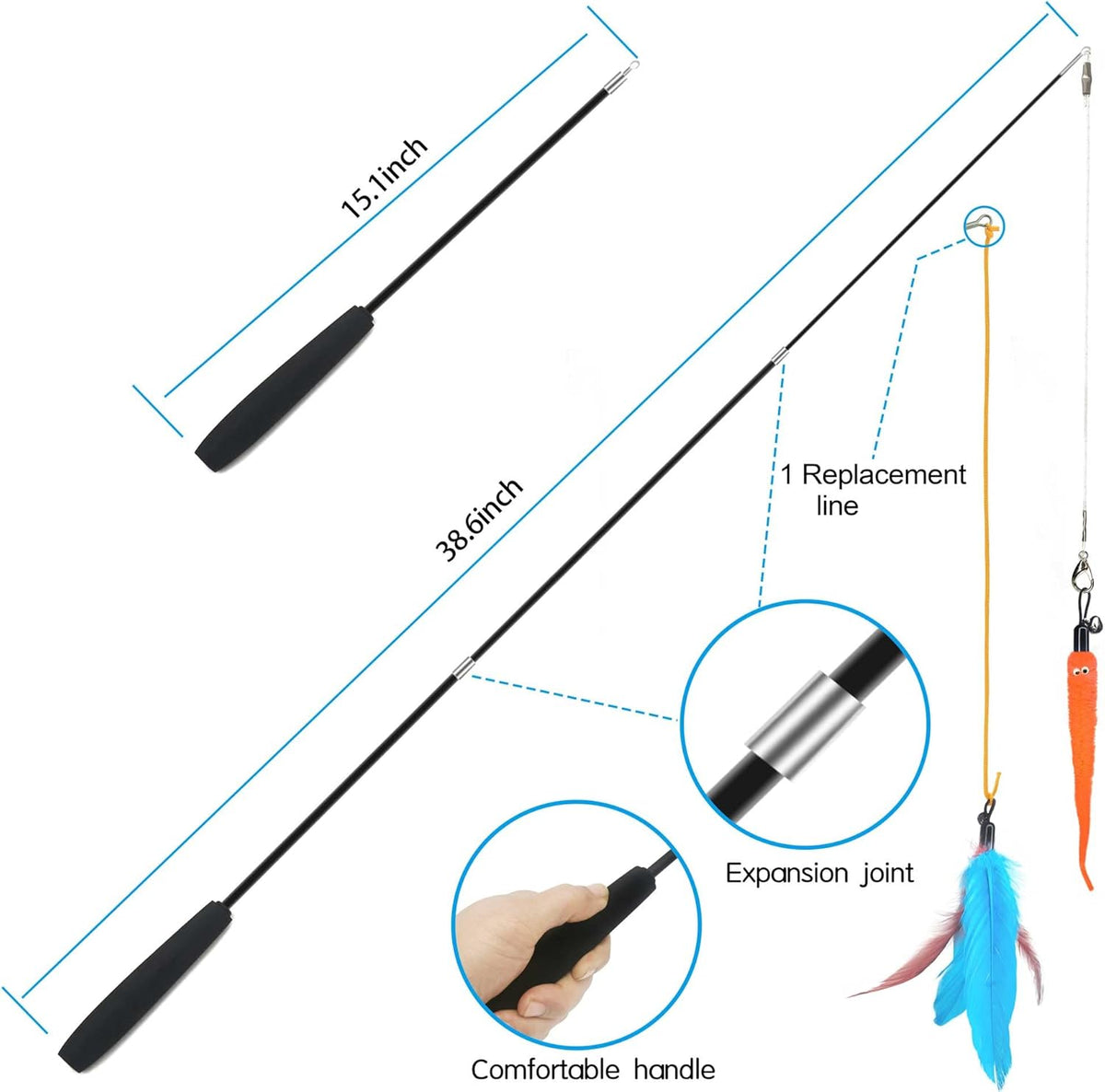 Cat Toys Interactive for Indoor Cats,2PCS Retractable Cat Wand Toys,9PCS Toys&1PCS Hanging Door Lure Cat Toy,Interactive Feather Toy for Play and Chase Exercise with Kitten