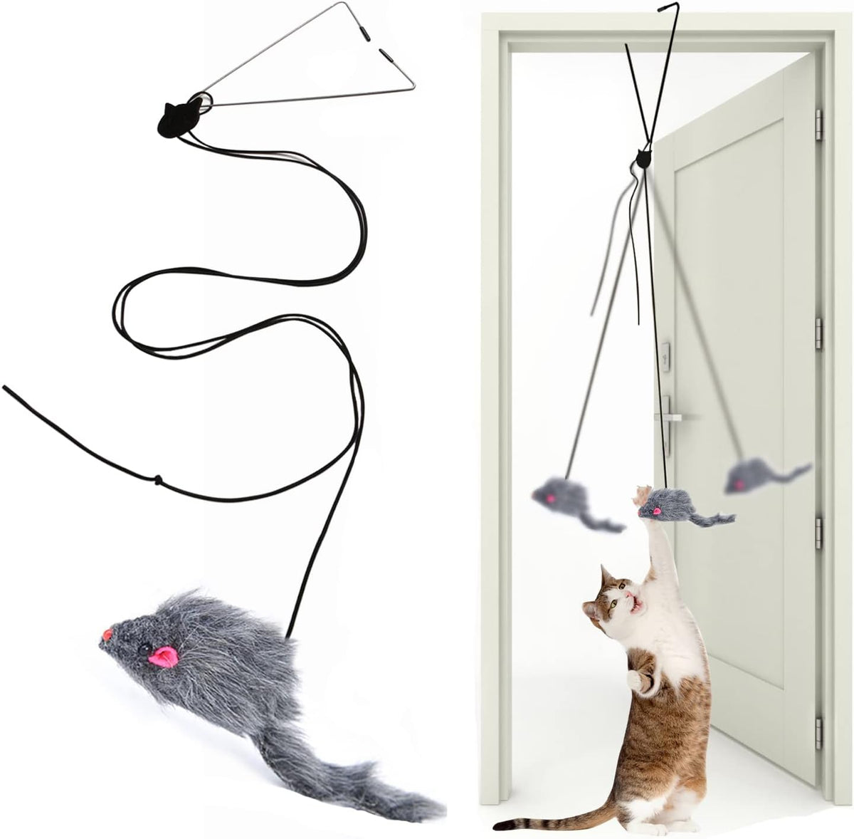 Interactive Cat Feather Toys,Retractable Toy ,Hanging Interactive Toys for Indoor Cats Kitten Play Chase Exercise, Kitten Mental Exercise Toys (1 Pack)