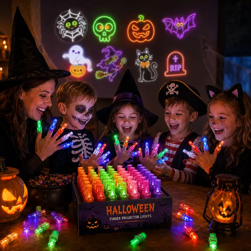 π Halloween LED Projector Rings | Spooky Light-Up Party Favors for Kids