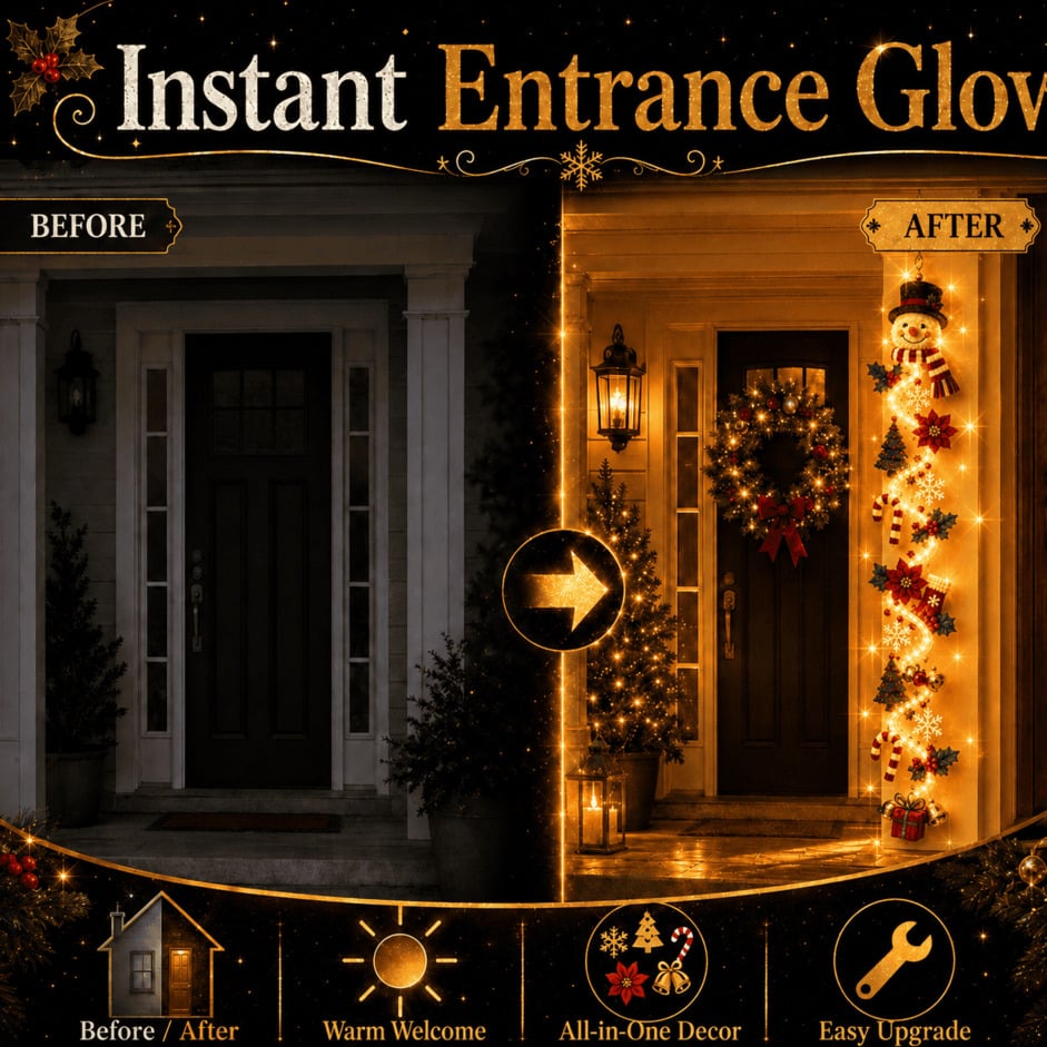 ⏳ Last Day 50% OFF – 🎄Glowing Christmas Door Hanger | 6 Festive Lighted Designs with Warm Glow, Dimensional Details & Space-Saving Vertical Decor ✨