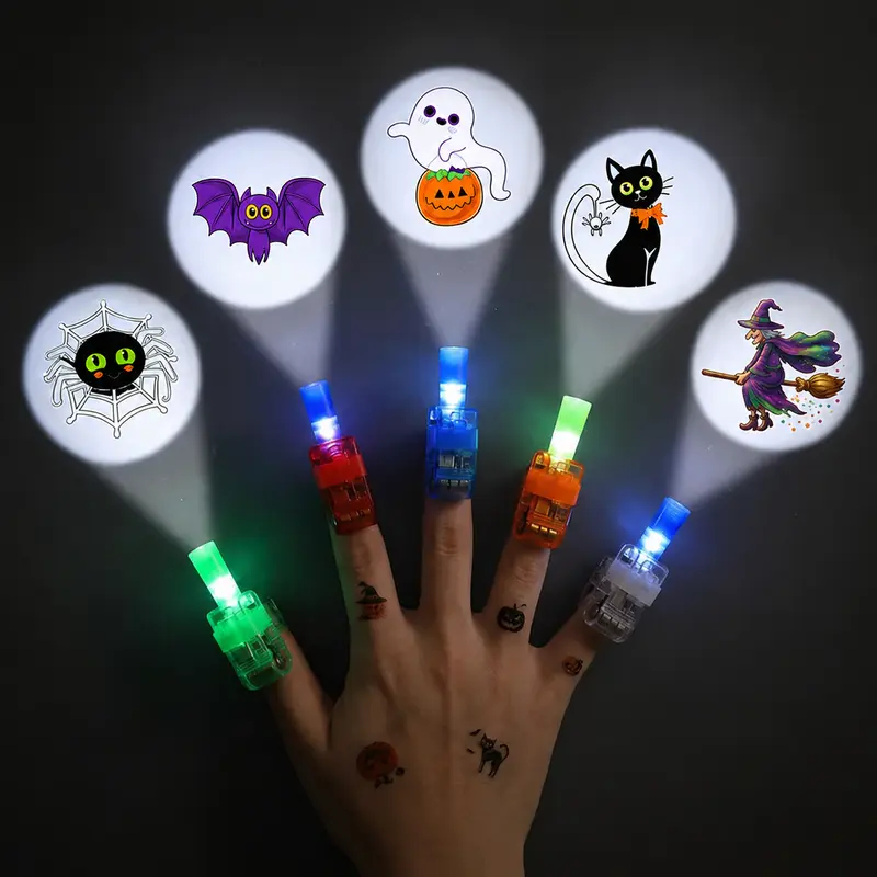 π Halloween LED Projector Rings | Spooky Light-Up Party Favors for Kids