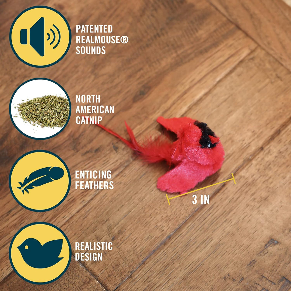 Real Birds Interactive Cat Toys with Catnip (Cat Toys for Indoor Cats, Catnip Toys, Catnip Toys for Cats with Bird Electronic Sound and Feather)