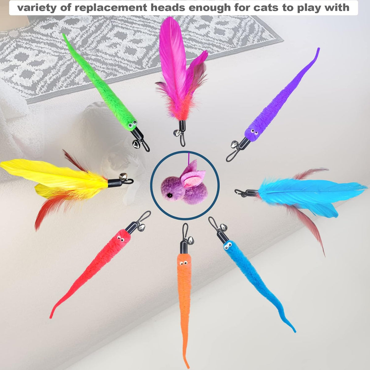 Cat Toys Interactive for Indoor Cats,2PCS Retractable Cat Wand Toys,9PCS Toys&1PCS Hanging Door Lure Cat Toy,Interactive Feather Toy for Play and Chase Exercise with Kitten