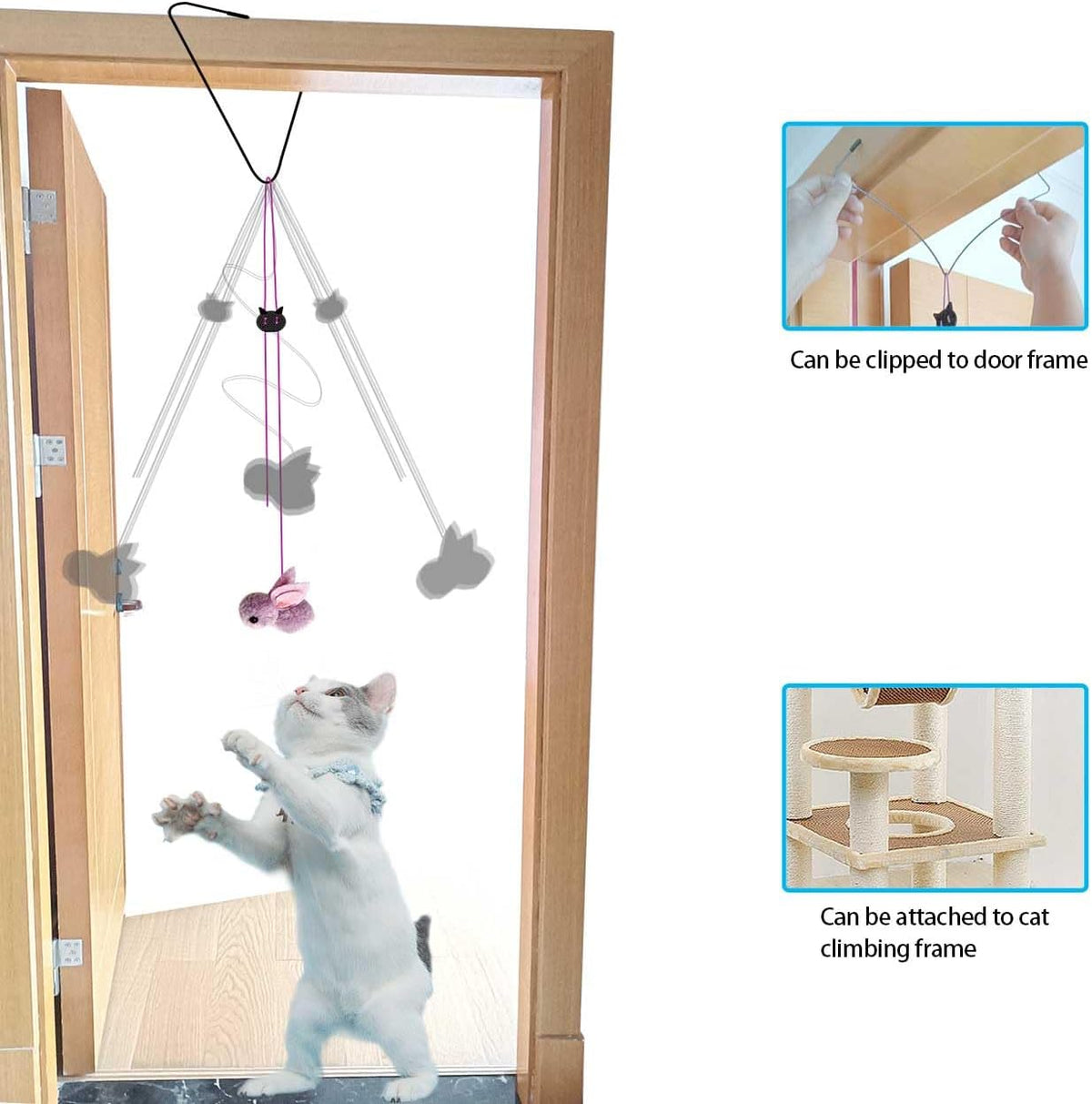 Cat Toys Interactive for Indoor Cats,2PCS Retractable Cat Wand Toys,9PCS Toys&1PCS Hanging Door Lure Cat Toy,Interactive Feather Toy for Play and Chase Exercise with Kitten