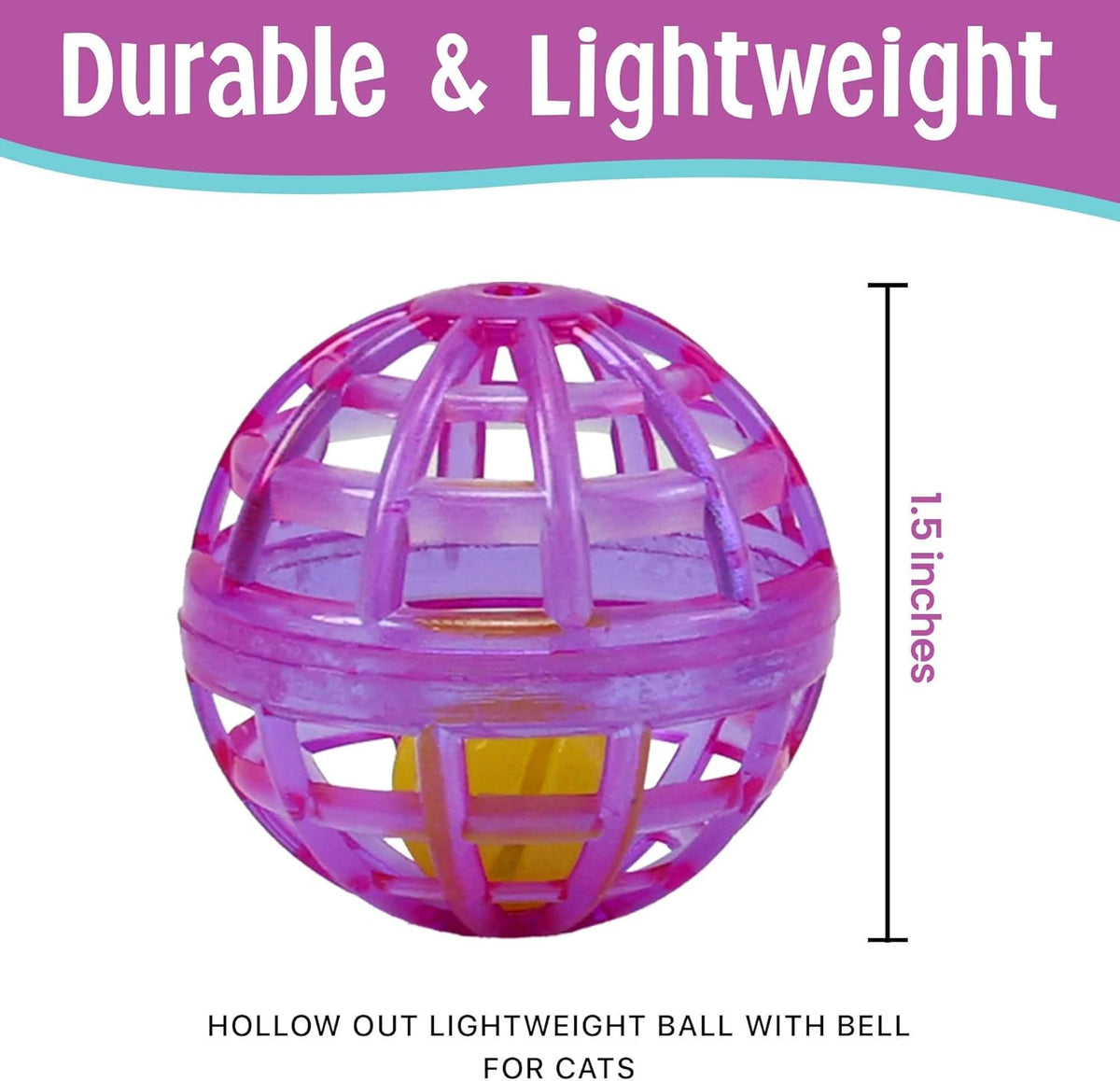 Lattice Balls Cat Toys - Durable, Fun Balls with Bells Perfect for Swatting and Batting, Colorful Toys to Entertain Indoor Cats and Kittens, 1.5 inch, 4 pcs