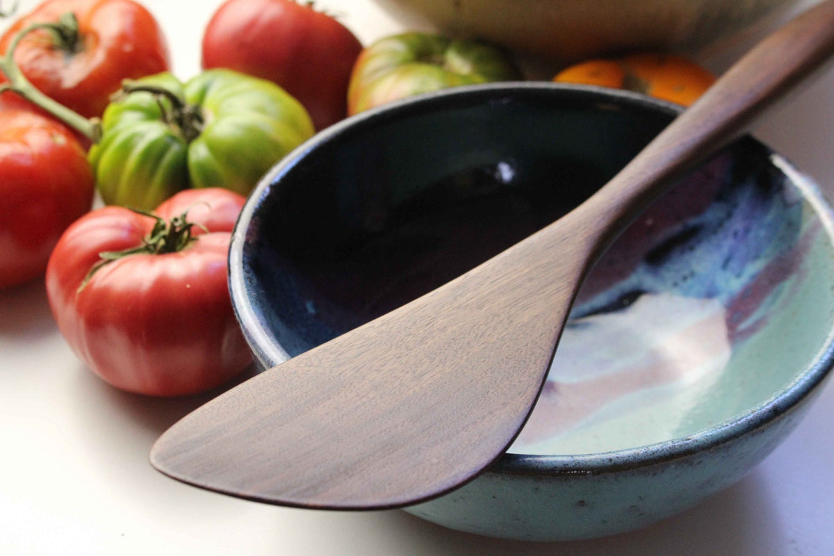 Handmade Walnut Wood Saute Spurtle Kitchen Utensil for Stirring and Mixing
