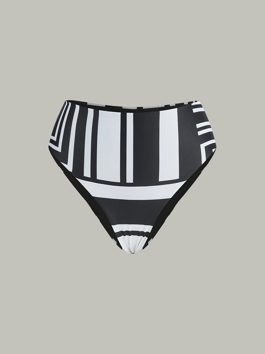 Geometric Print High-Waisted Bikini Bottom