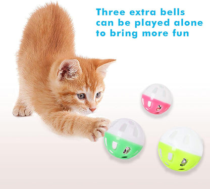 Cat Toy Roller 3-Level Turntable Cat Toy Balls with Six Colorful Balls Interactive Kitten Fun Mental Physical Exercise Puzzle Toys