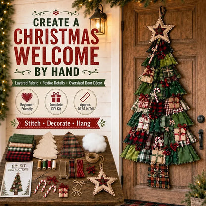🎄Beginner-Friendly DIY Oversized Patchwork Christmas Tree Door Hanging Kit | Complete Kit with All Tools & Step-by-Step Guide Included 💕