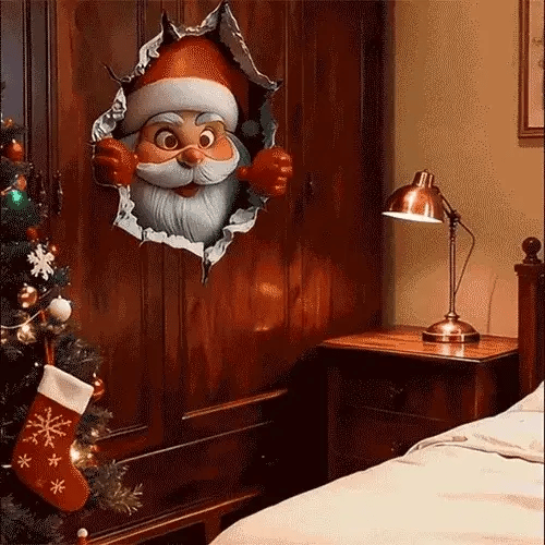 🎅 3D Santa Christmas Wall Decal | Festive Holiday Decor