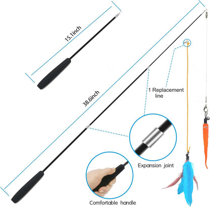 Cat Toys Interactive for Indoor Cats,2PCS Retractable Cat Wand Toys,9PCS Toys&amp;1PCS Hanging Door Lure Cat Toy,Interactive Feather Toy for Play and Chase Exercise with Kitten