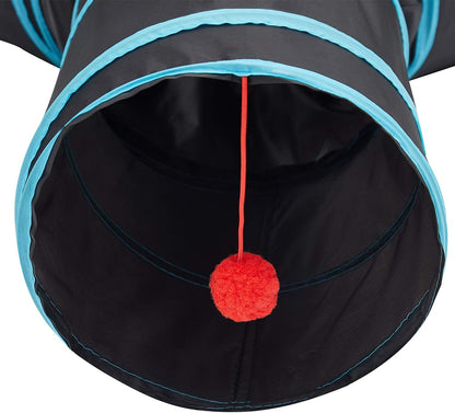 Cat Tunnel Tube Toys 3 Way Collapsible, Tunnels for Indoor Cats，Kitty Bored Peek Hole Toy Ball Cat, Puppy, Kitty, Kitten, Rabbit