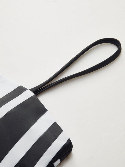 Geometric Print Asymmetric Strap Bikini Top