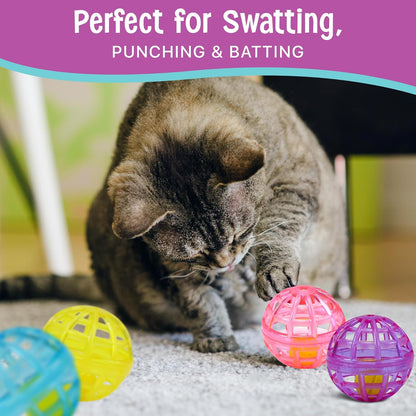 Lattice Balls Cat Toys - Durable, Fun Balls with Bells Perfect for Swatting and Batting, Colorful Toys to Entertain Indoor Cats and Kittens, 1.5 inch, 4 pcs