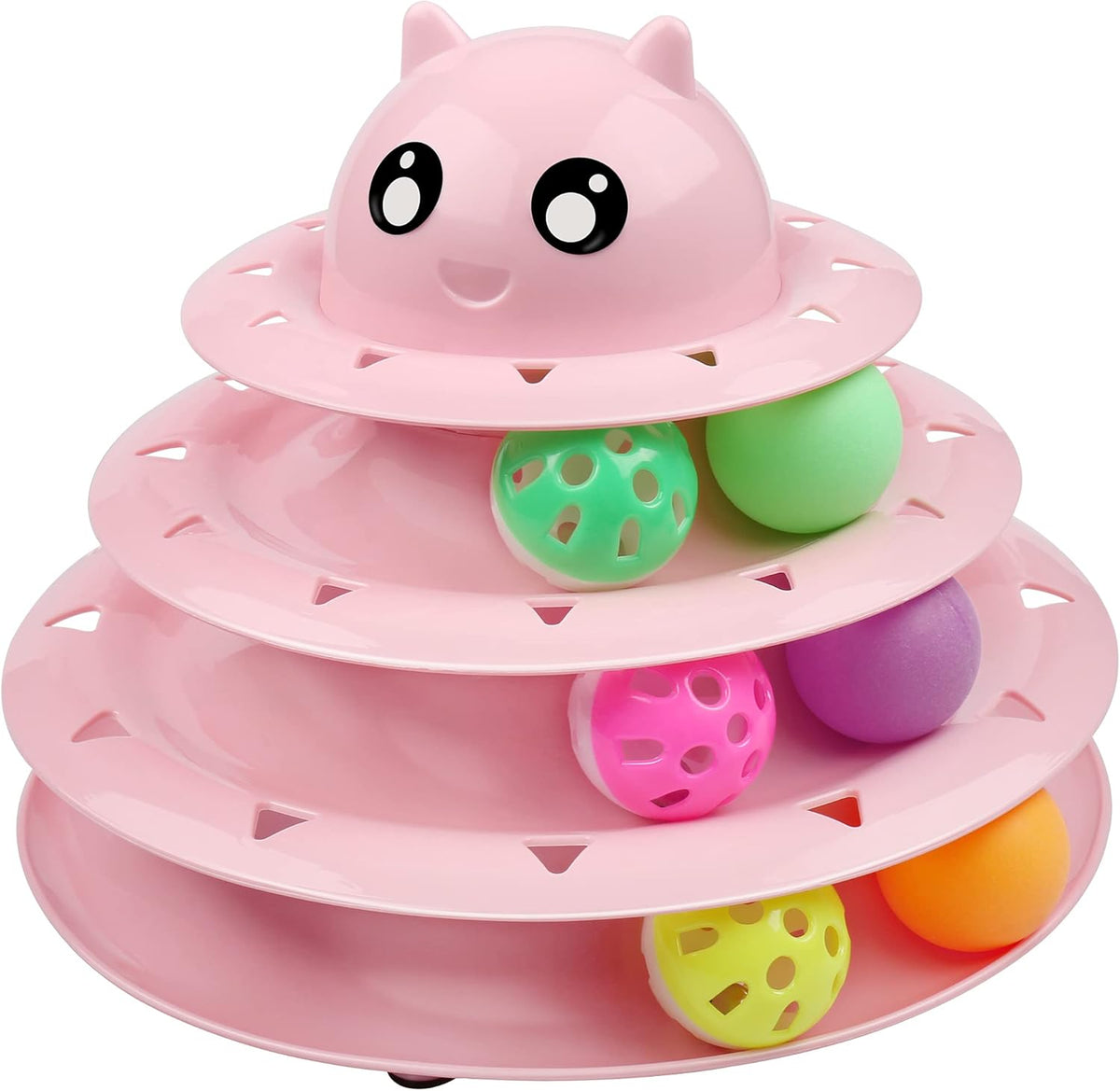 Cat Toy Roller 3-Level Turntable Cat Toy Balls with Six Colorful Balls Interactive Kitten Fun Mental Physical Exercise Puzzle Toys