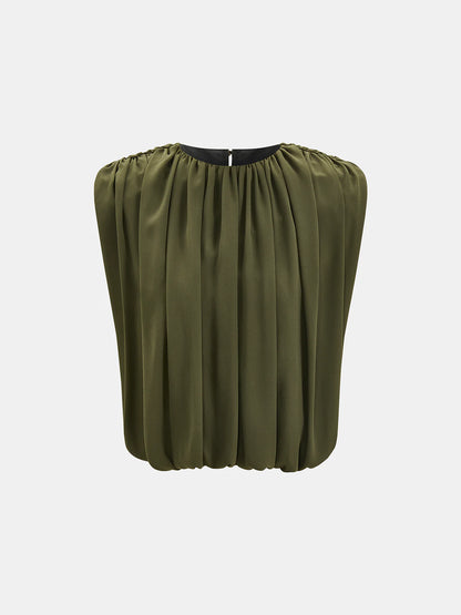 Sleeveless Pleated Top & Skirt Set
