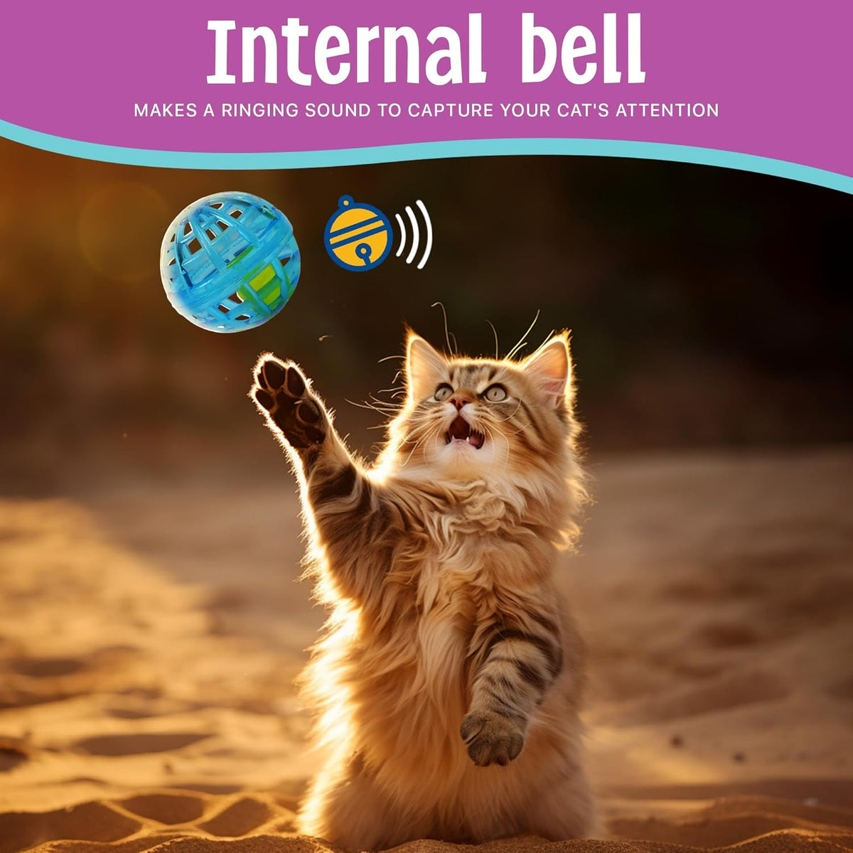 Lattice Balls Cat Toys - Durable, Fun Balls with Bells Perfect for Swatting and Batting, Colorful Toys to Entertain Indoor Cats and Kittens, 1.5 inch, 4 pcs