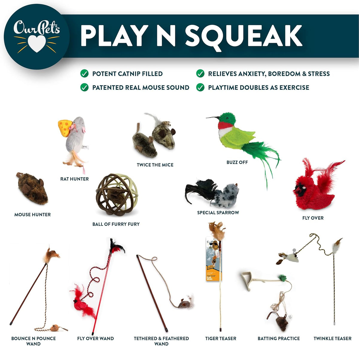 Teathered &amp; Feathered Play Wand Cat Toy, for All Breed Sizes