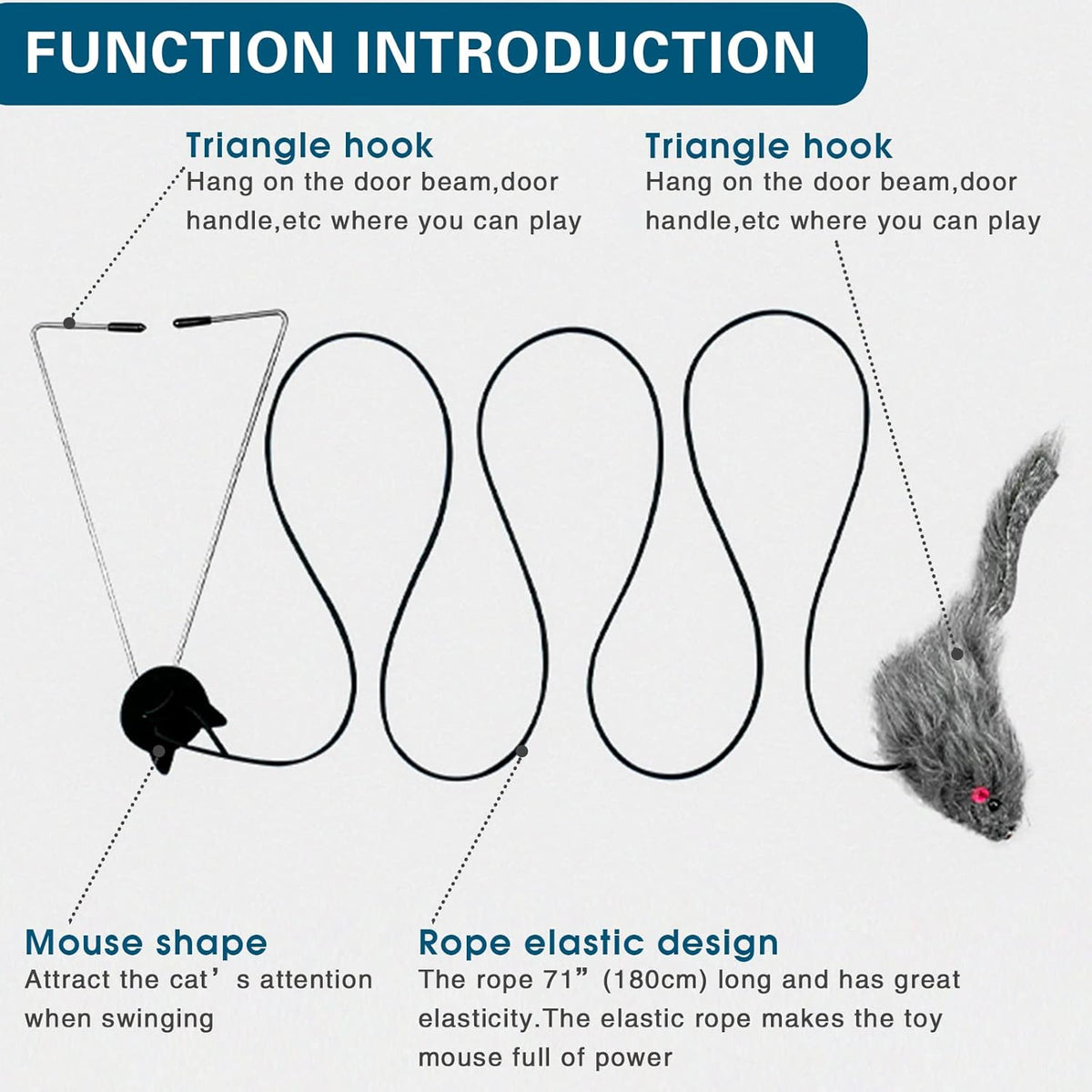 Interactive Cat Feather Toys,Retractable Toy ，Hanging Interactive Toys for Indoor Cats Kitten Play Chase Exercise, Kitten Mental Exercise Toys (1 Pack)