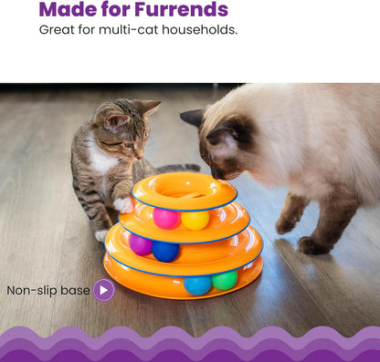Tower of Tracks Interactive 3-Tier Cat Track Toy with Spinning Balls, Orange