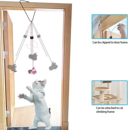 Cat Toys Interactive for Indoor Cats,2PCS Retractable Cat Wand Toys,9PCS Toys&amp;1PCS Hanging Door Lure Cat Toy,Interactive Feather Toy for Play and Chase Exercise with Kitten