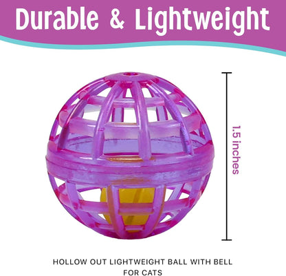 Lattice Balls Cat Toys - Durable, Fun Balls with Bells Perfect for Swatting and Batting, Colorful Toys to Entertain Indoor Cats and Kittens, 1.5 inch, 4 pcs
