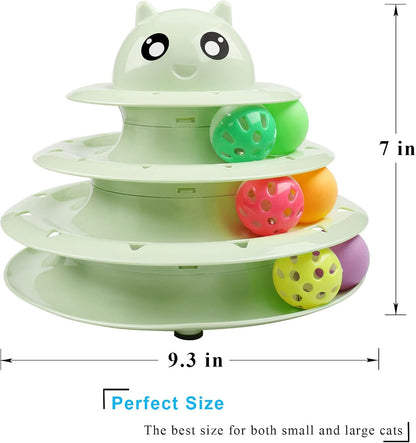 Cat Toy Roller 3-Level Turntable Cat Toy Balls with Six Colorful Balls Interactive Kitten Fun Mental Physical Exercise Puzzle Toys