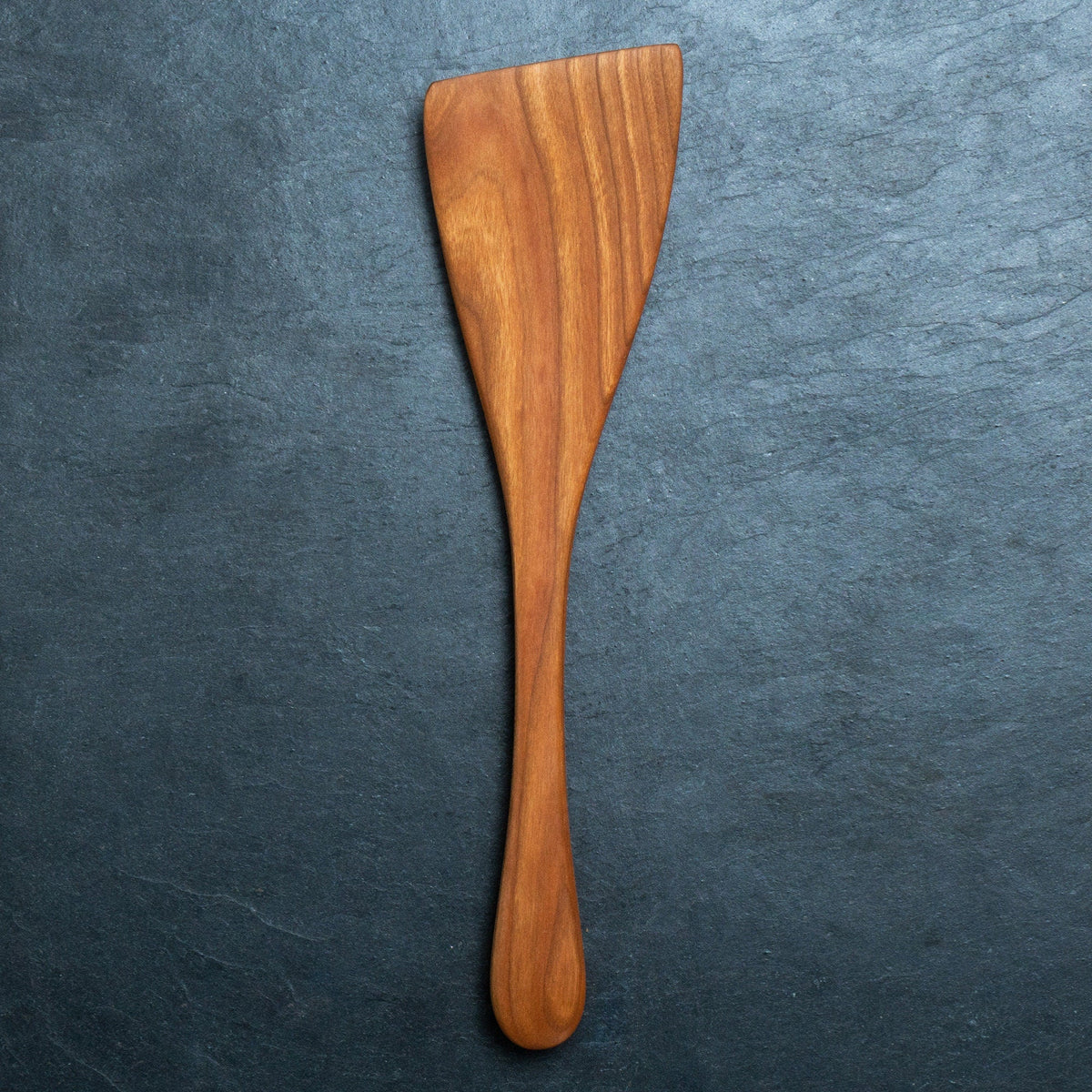 Handmade Wooden Turner - 12” Cooking Paddle, Hand Carved Spatula, Angled Wood Spatula - Right and Left Handed