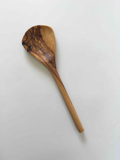 Olive Wood Cooking Spoon, Triangular Head, 12 Inch