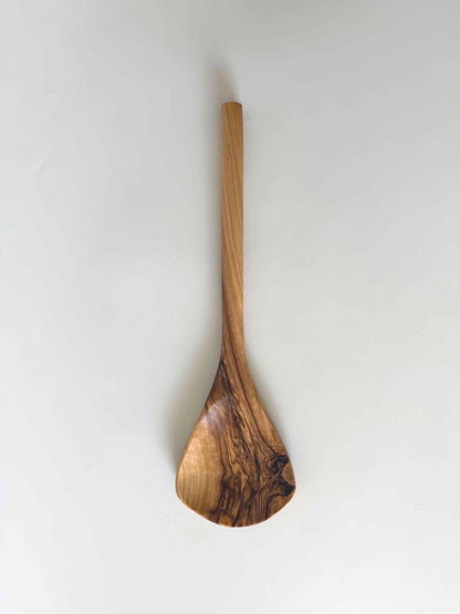 Olive Wood Cooking Spoon, Triangular Head, 12 Inch