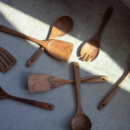Teak Kitchen Utensil Set: Wood Spoons and Spatulas